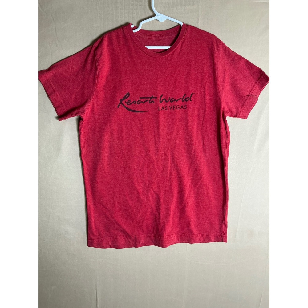 Resorts World T-Shirt Mens Small Red Excellent Las Vegas Graphic Short Sleeve